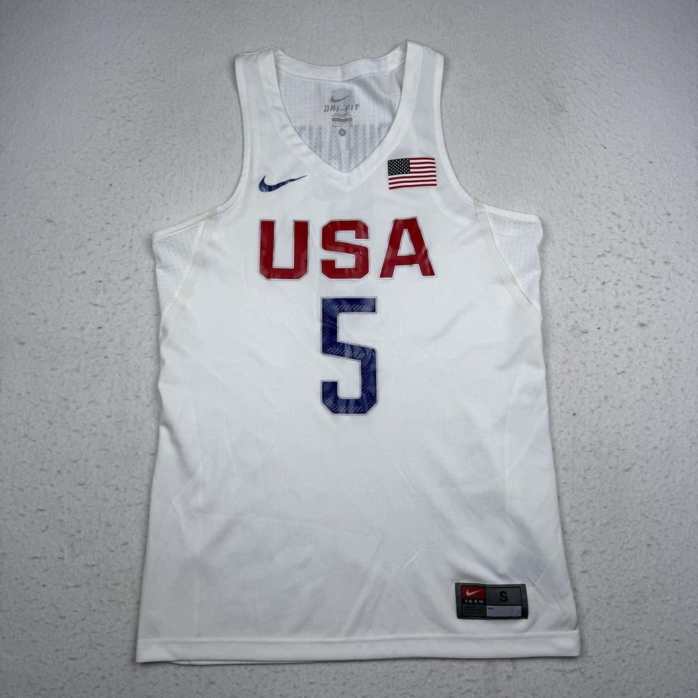 USA National Team Jersey Mens Small White Basketball Nike Dri Fit Kevin Durant 5